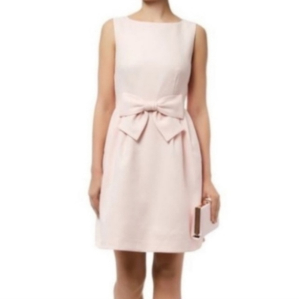 Maison Jules Size Medium Powder Pink Bow Waist Crepe Sheath Mini Dress Feminine